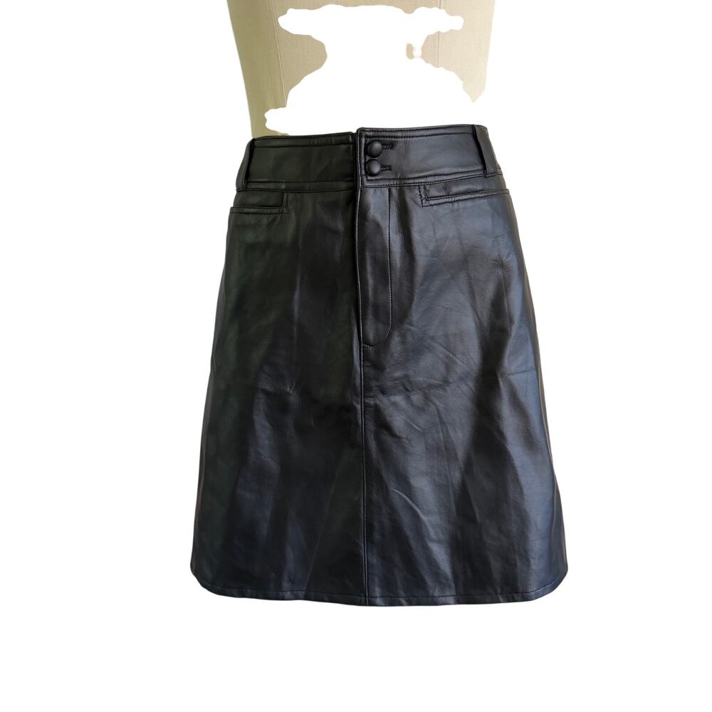 VTG Y2K 2000s Black Faux Leather Mini Skirt Plus Size 3X Grunge Punk